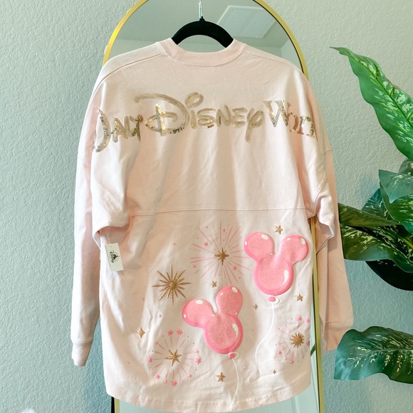 Disney Tops - Disney World Pink Balloon Jersey Sweatshirt in XS - NWT